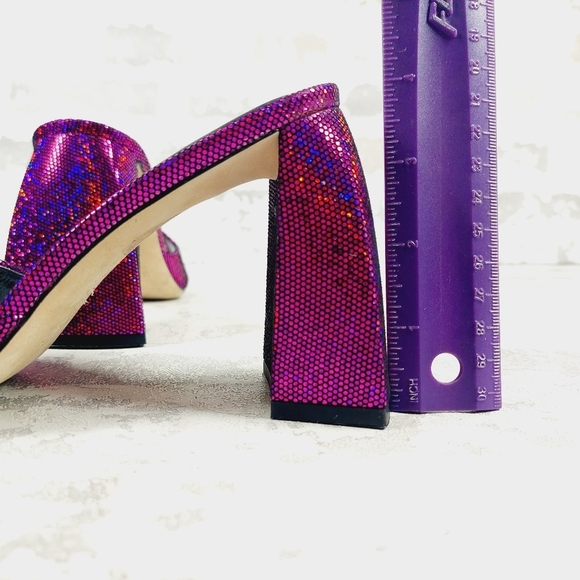 New By Far Michele Purple Metallic Leather Mules K127 - Picture 9 of 12